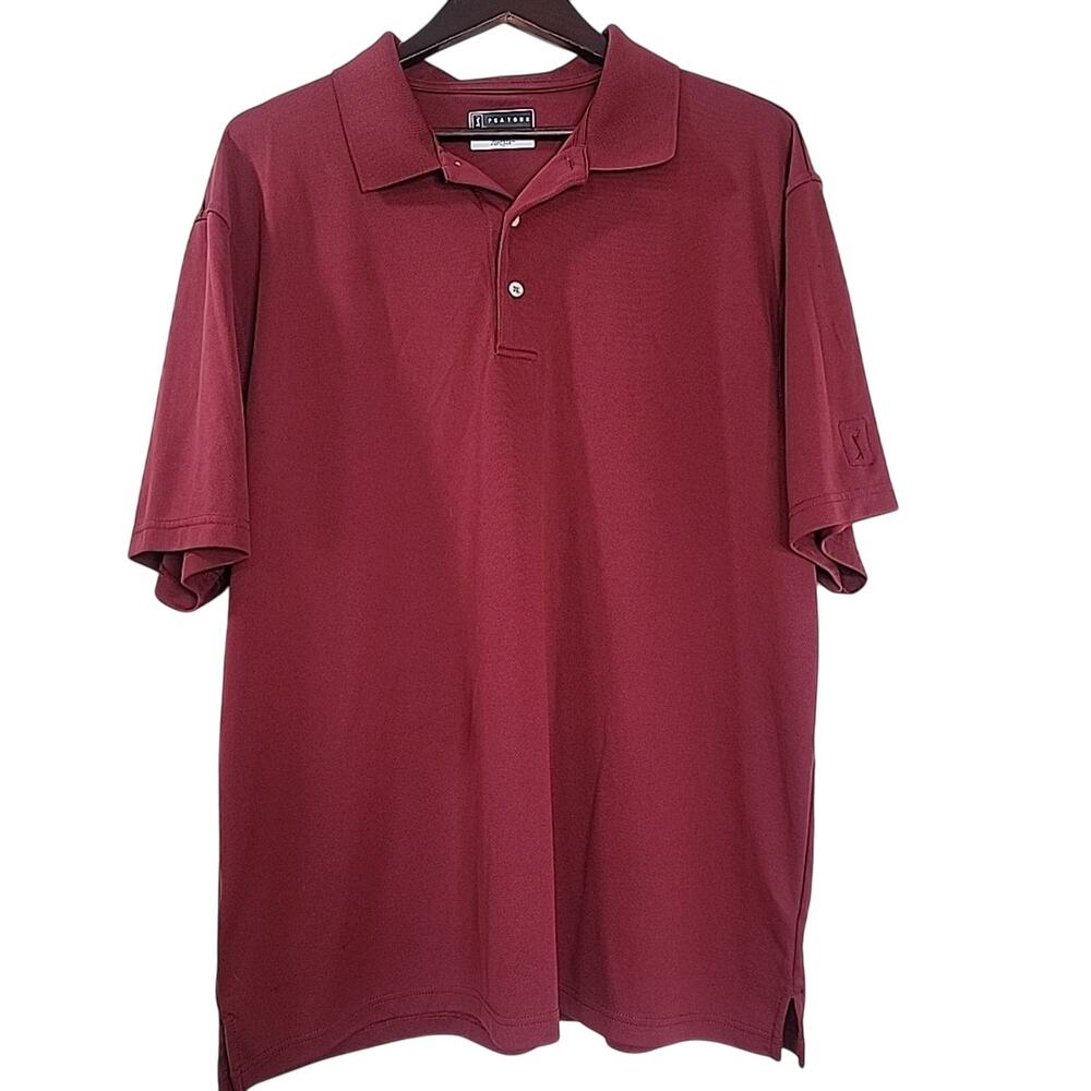 PGA Tour Men's Polo Shirt 2XL‎ Red Airflux Performance Golf Short Sleeve